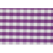 Purple/White Checks Twill CVC Yarn Dyed Fabric Shirting